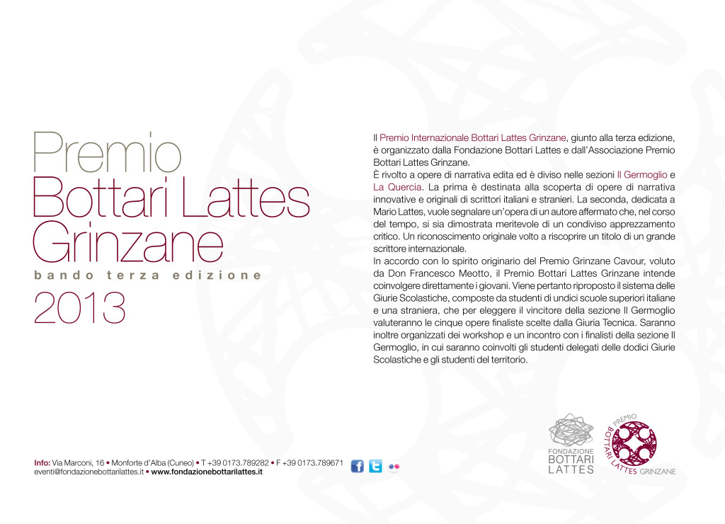 Premio Bottari Lattes Grinzane b a n d o t e r z a e d i z i o n e