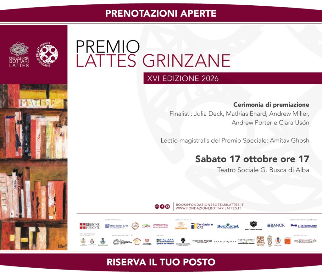 Premio Lattes Grinzane 2026, aperte le prenotazioni per la cerimonia finale